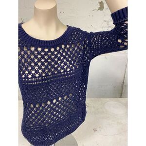 OLD NAVY Navy Blue Cotton Crochet 3/4 Sleeve Top Women’s Size M